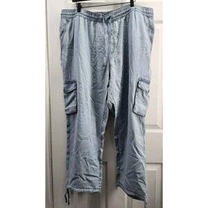 DD77 Chambray Cargo Crop Pants XXL Drawstring Waist & Ankle